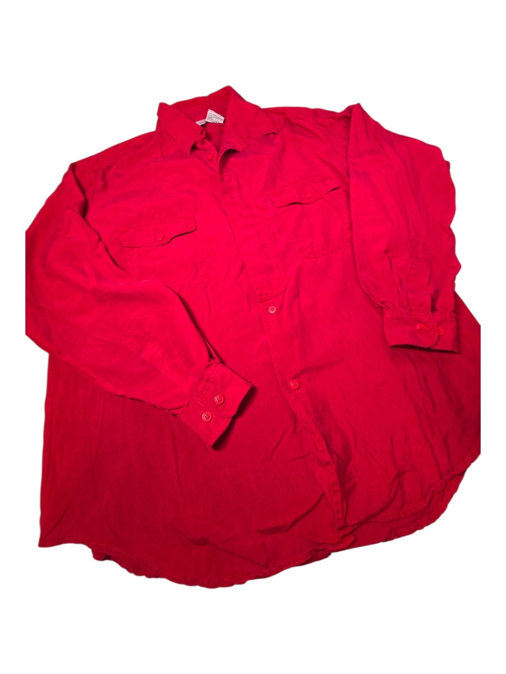 VTG Go Silk for L'Zinger 100% Silk Button Down Blouse Utility Shirt Oversized 2